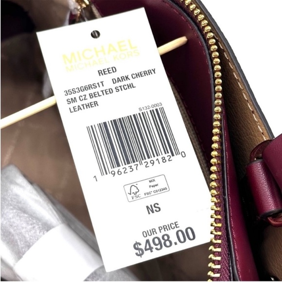 Michael Kors Reed Small Satchel Crossbody
Bag Dark Cherry - Picture 13 of 13